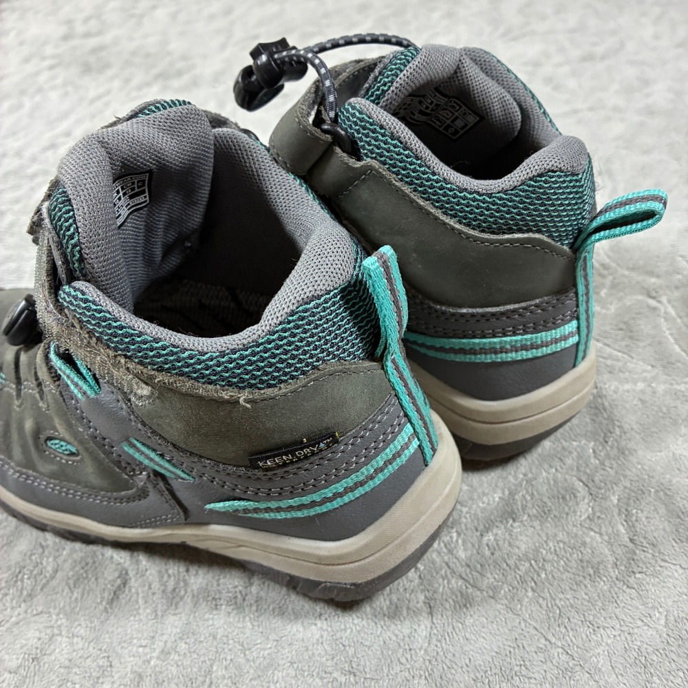 Keen Kids Waterproof Hiking Boots Size 11 Grey Teal Mid - Picture 4 of 10
